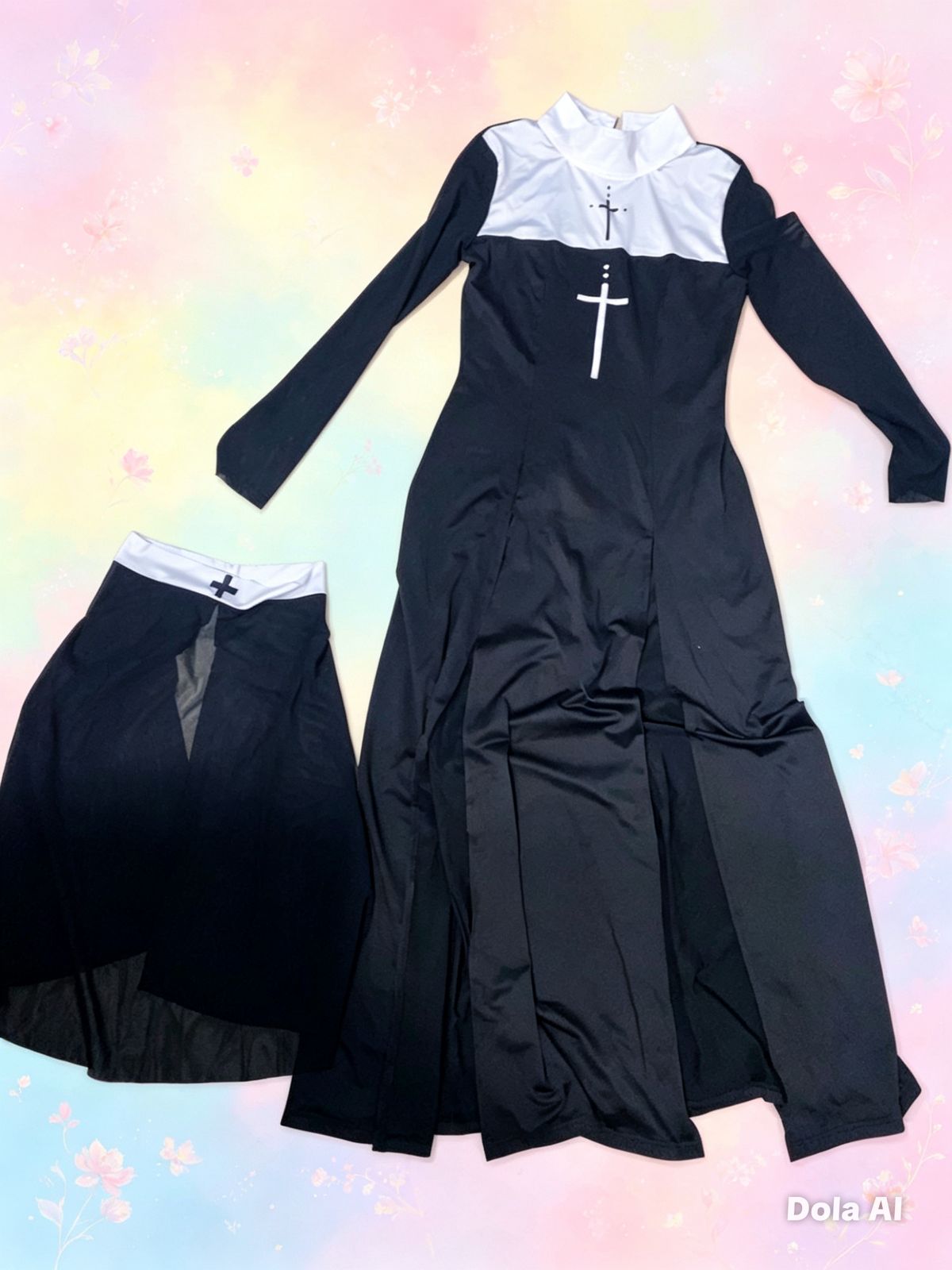 Disfraz monja vestido largo, talla M, referencia F306,