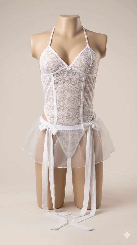 L01 Body encaje y con tutú y medias  talla S