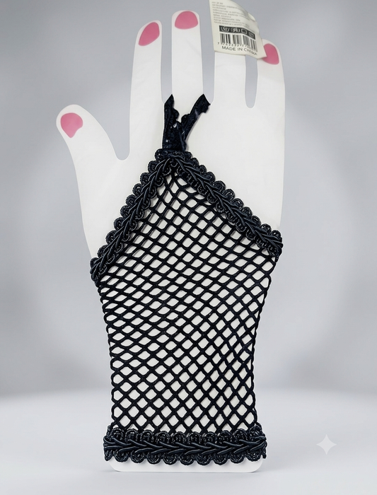 Guantes Cortos de Malla con Enganche de Dedo - Negro y rojo