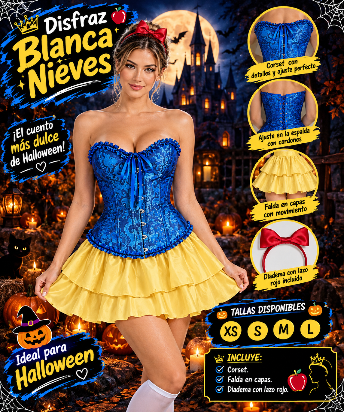 ✨Disfraz Princesa Blanca Nieves + Medias✨